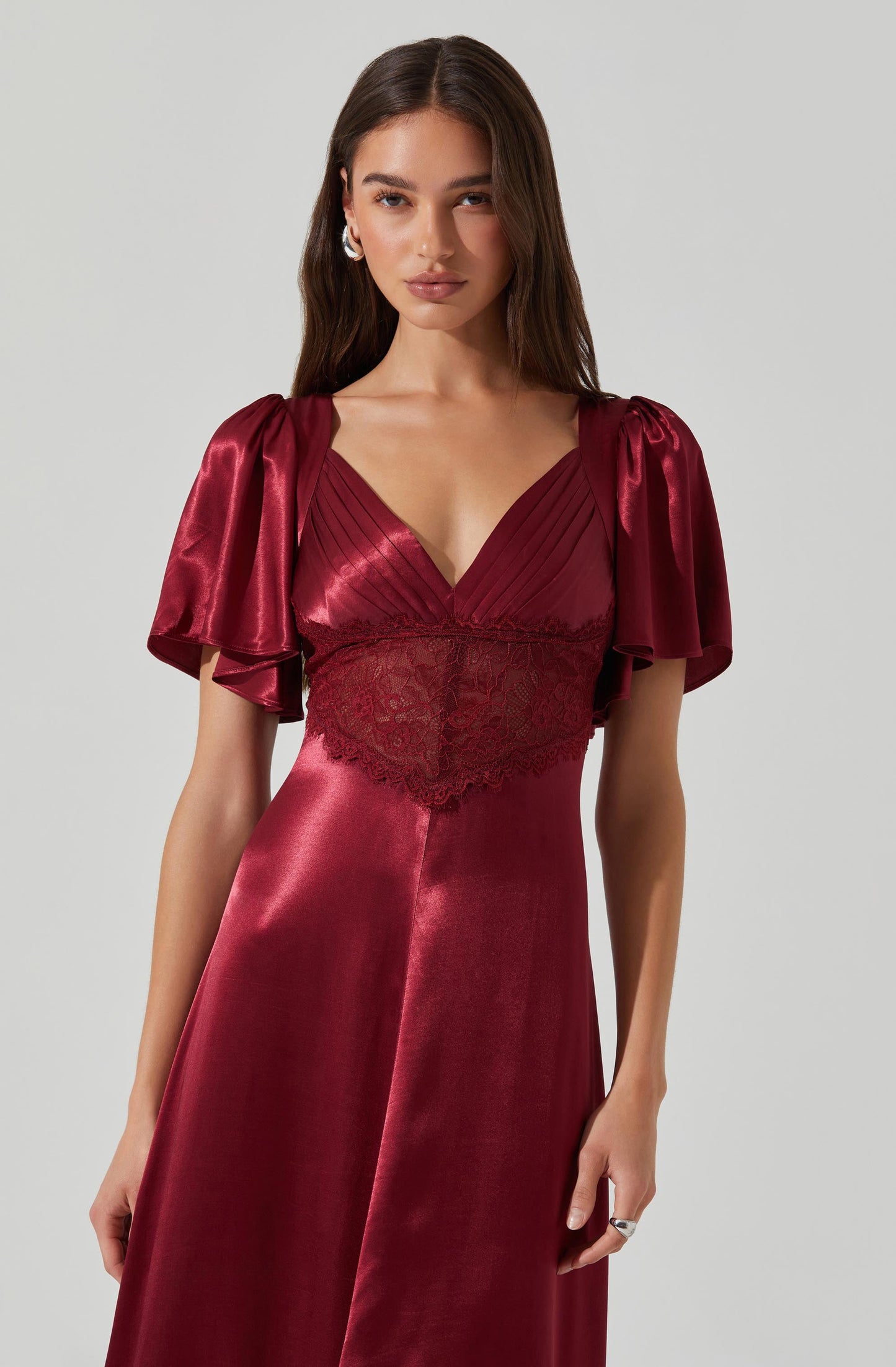 Aurelia Satin V-Neck Midi Dress