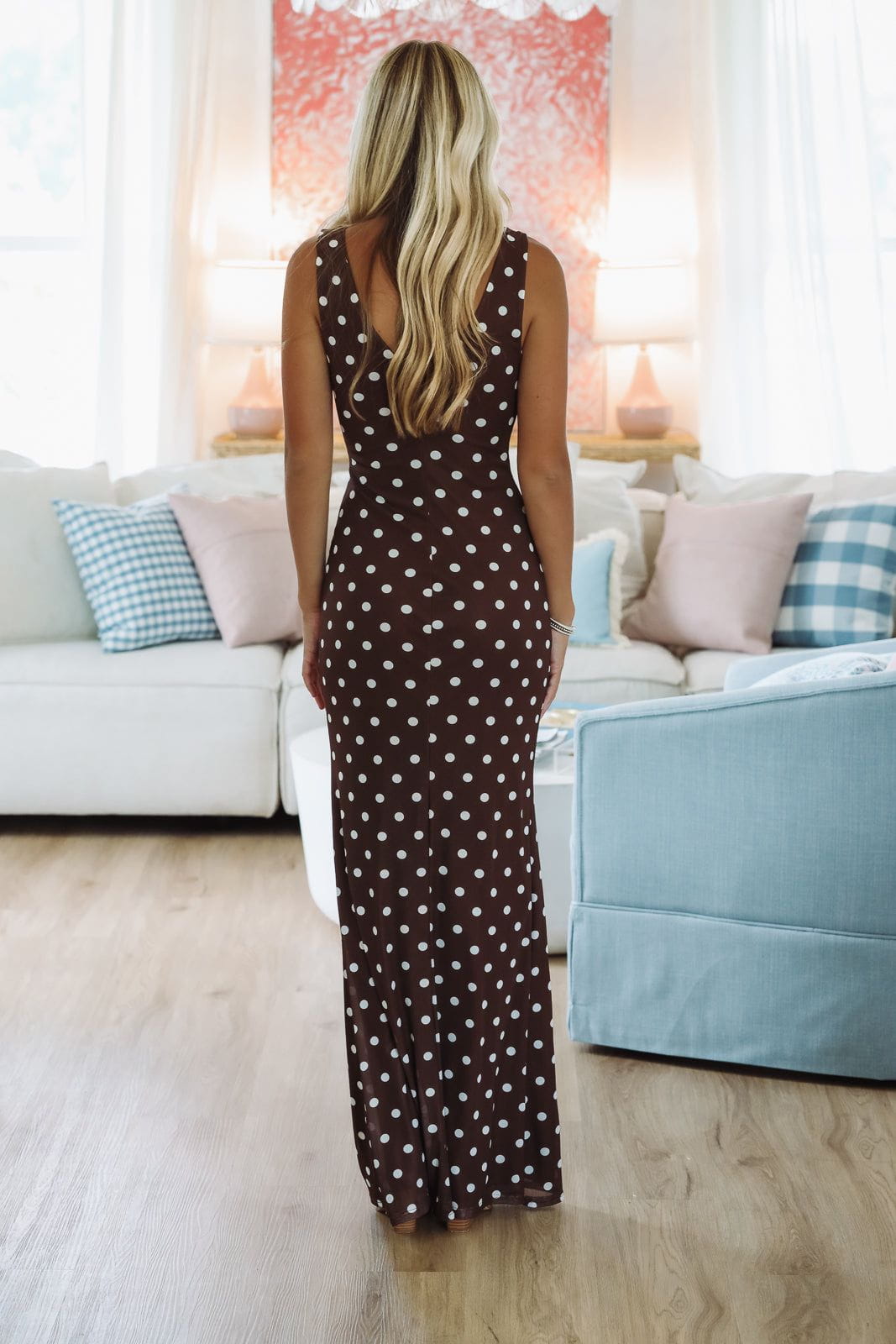 Once In My Dreams Maxi Dress - Brown and White