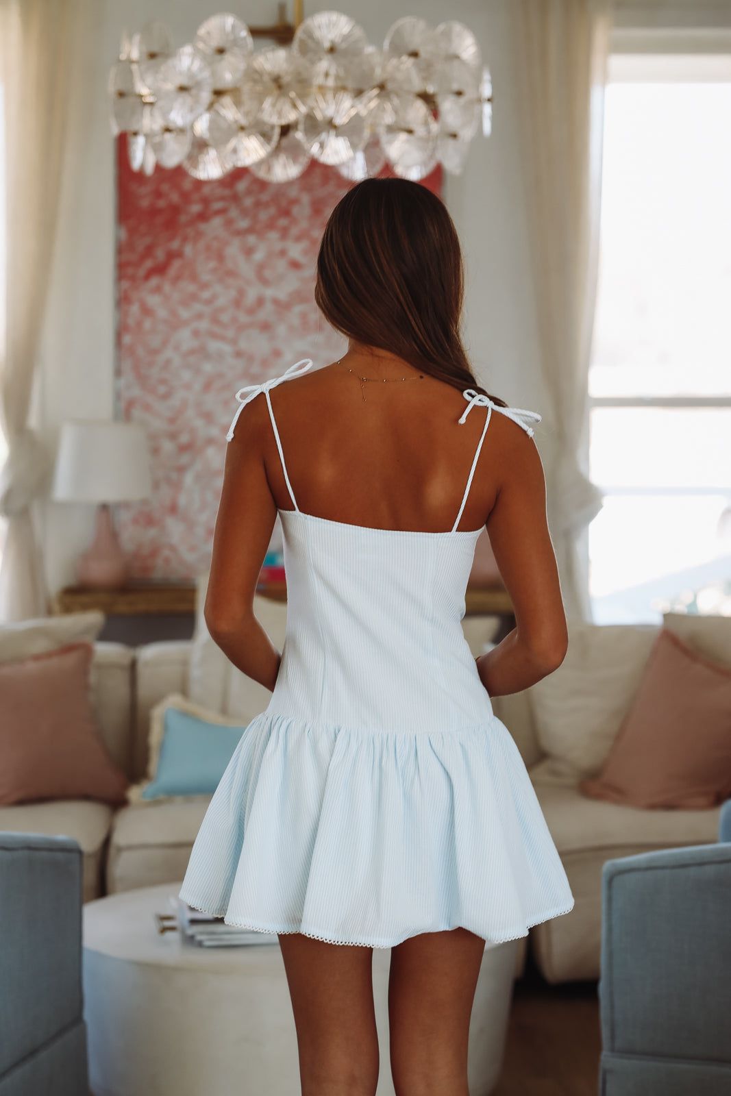 Sadie Mini Dress - Blue and White