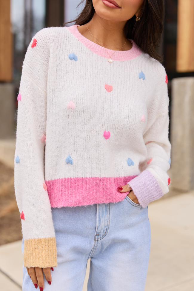 All the Hearts Ivory Crewneck Sweater FINAL SALE
