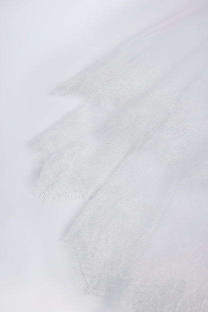 Lace-Trim Veil in White