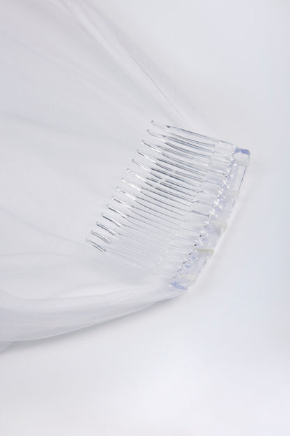 Lace-Trim Veil in White