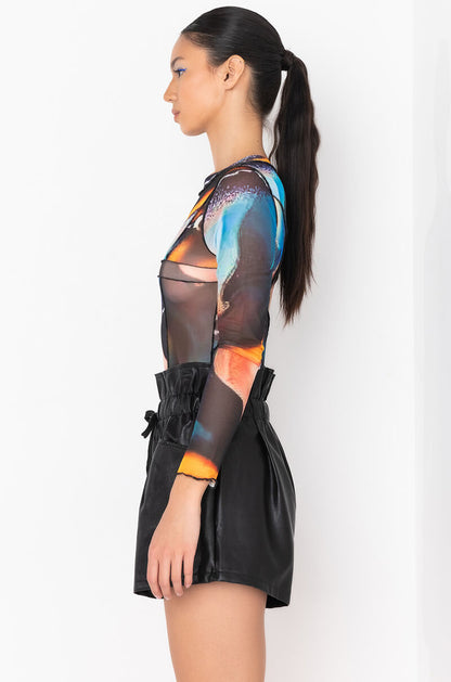 3 SWIRL MESH LONG BODYSUIT