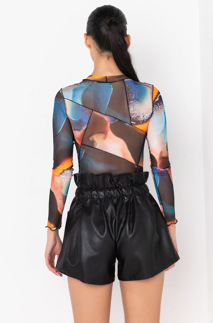 3 SWIRL MESH LONG BODYSUIT