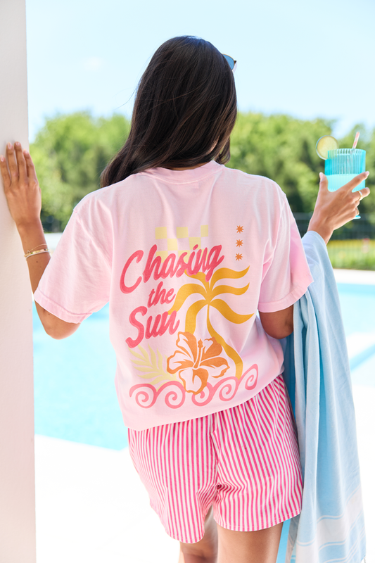 Chasing The Sun Light Pink Comfort Colors Graphic Tee