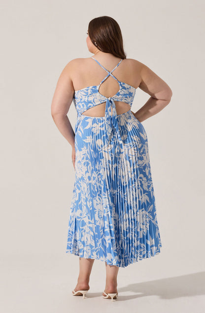 Blythe Floral Plisse Midi Dress