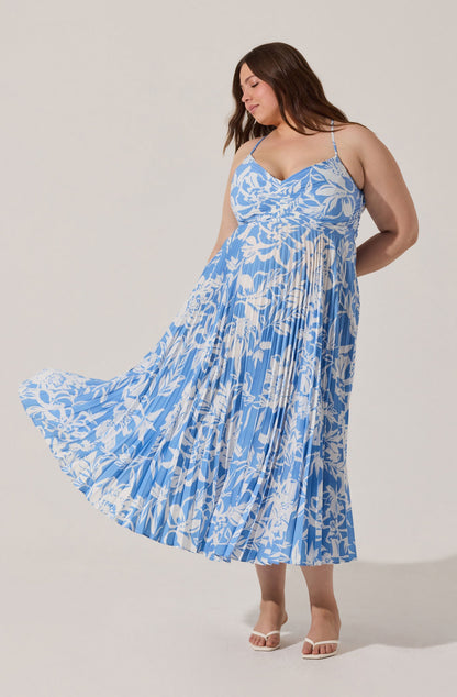 Blythe Floral Plisse Midi Dress