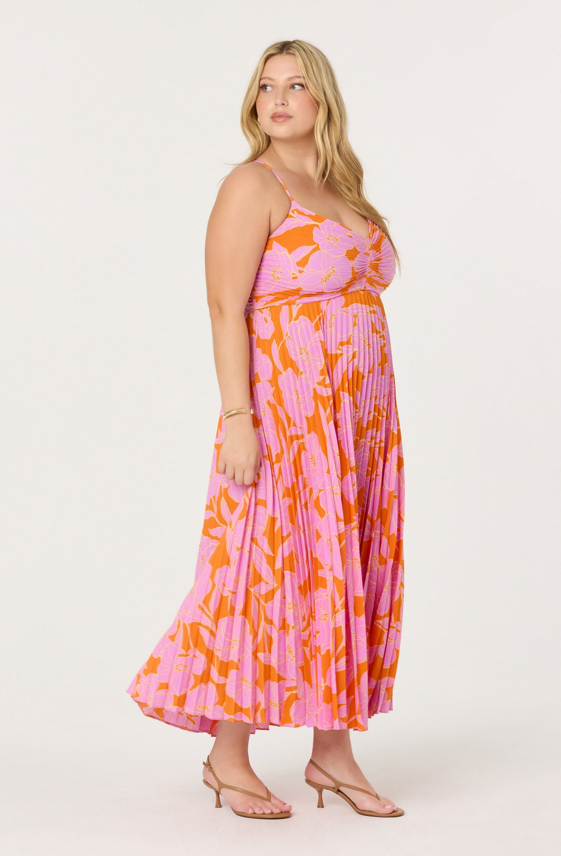 Blythe Floral Plisse Midi Dress
