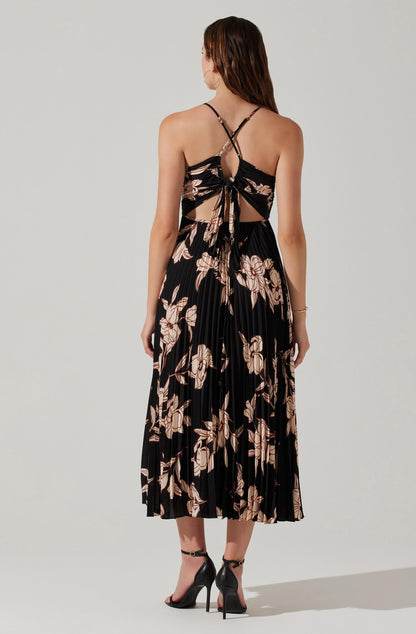Blythe Floral Plisse Midi Dress