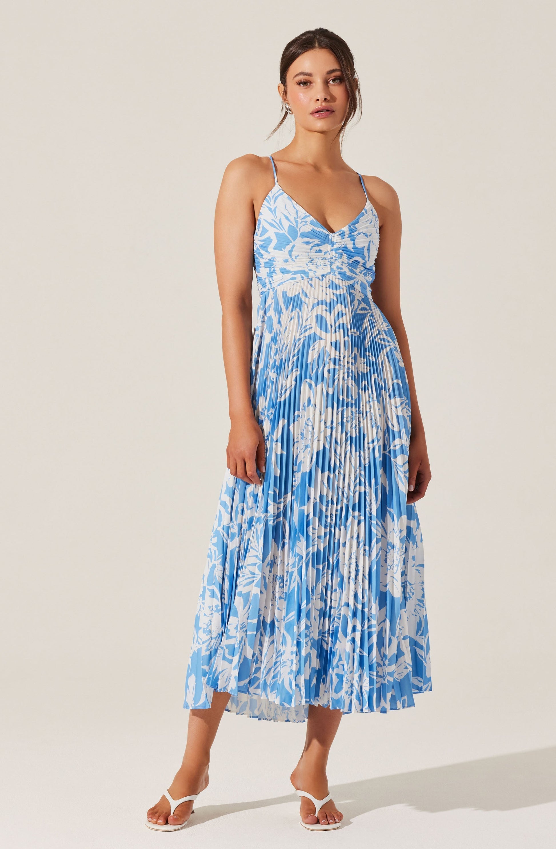 Blythe Floral Plisse Midi Dress