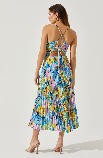 Blythe Floral Plisse Midi Dress
