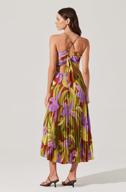 Blythe Floral Plisse Midi Dress