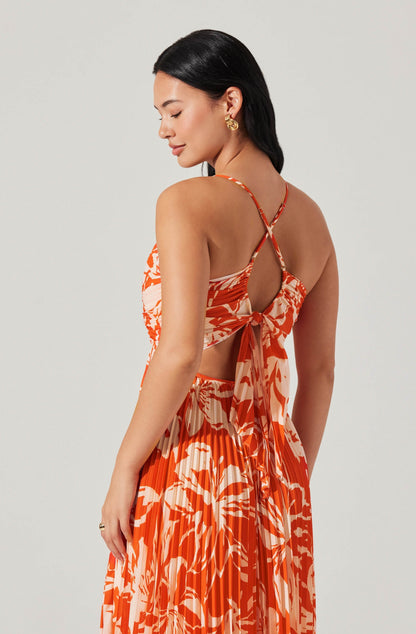 Blythe Floral Plisse Midi Dress