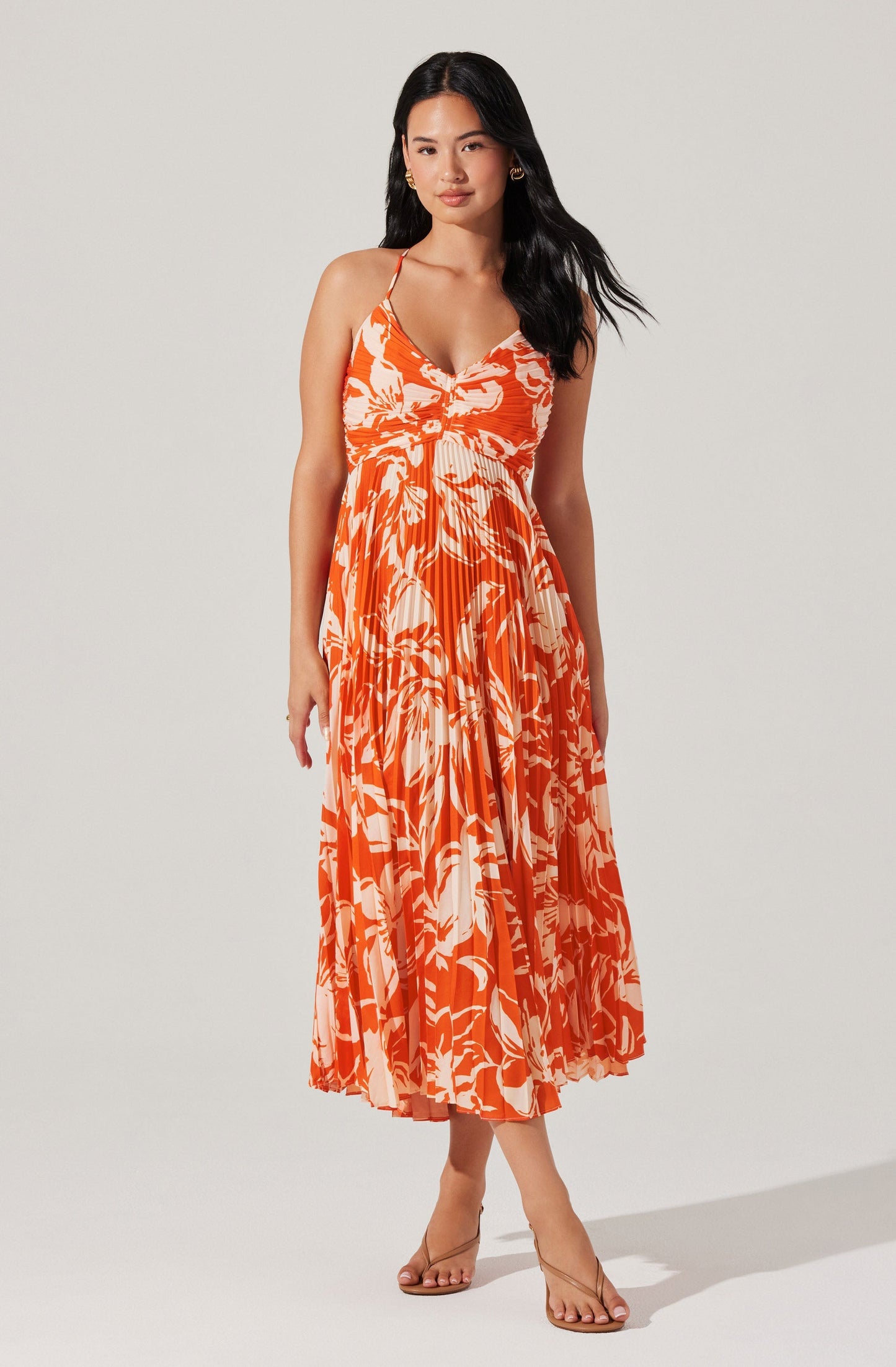 Blythe Floral Plisse Midi Dress
