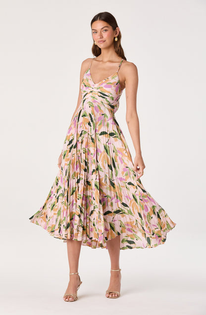 Blythe Floral Plisse Midi Dress