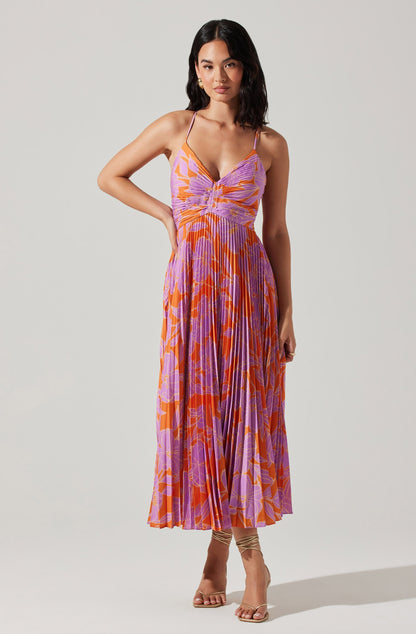 Blythe Floral Plisse Midi Dress