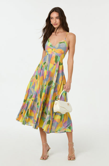 Blythe Floral Plisse Midi Dress