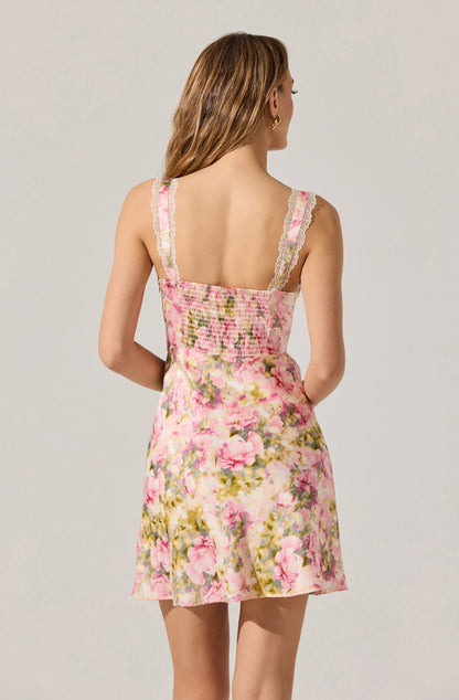 Alva Satin Floral Mini Dress