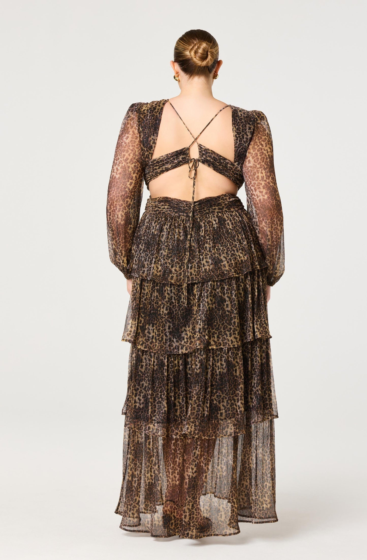 Anora Leopard Tiered Maxi Dress