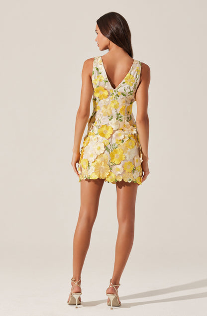 Aisha Floral Appliqué Mini Dress