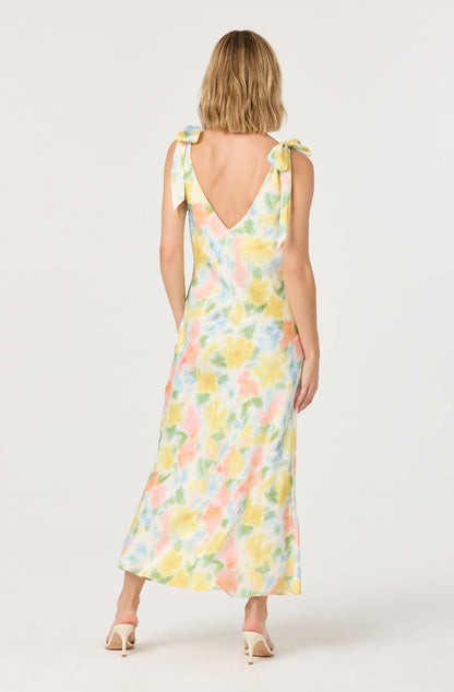 Allexina Satin Cowl Neck Midi Dress