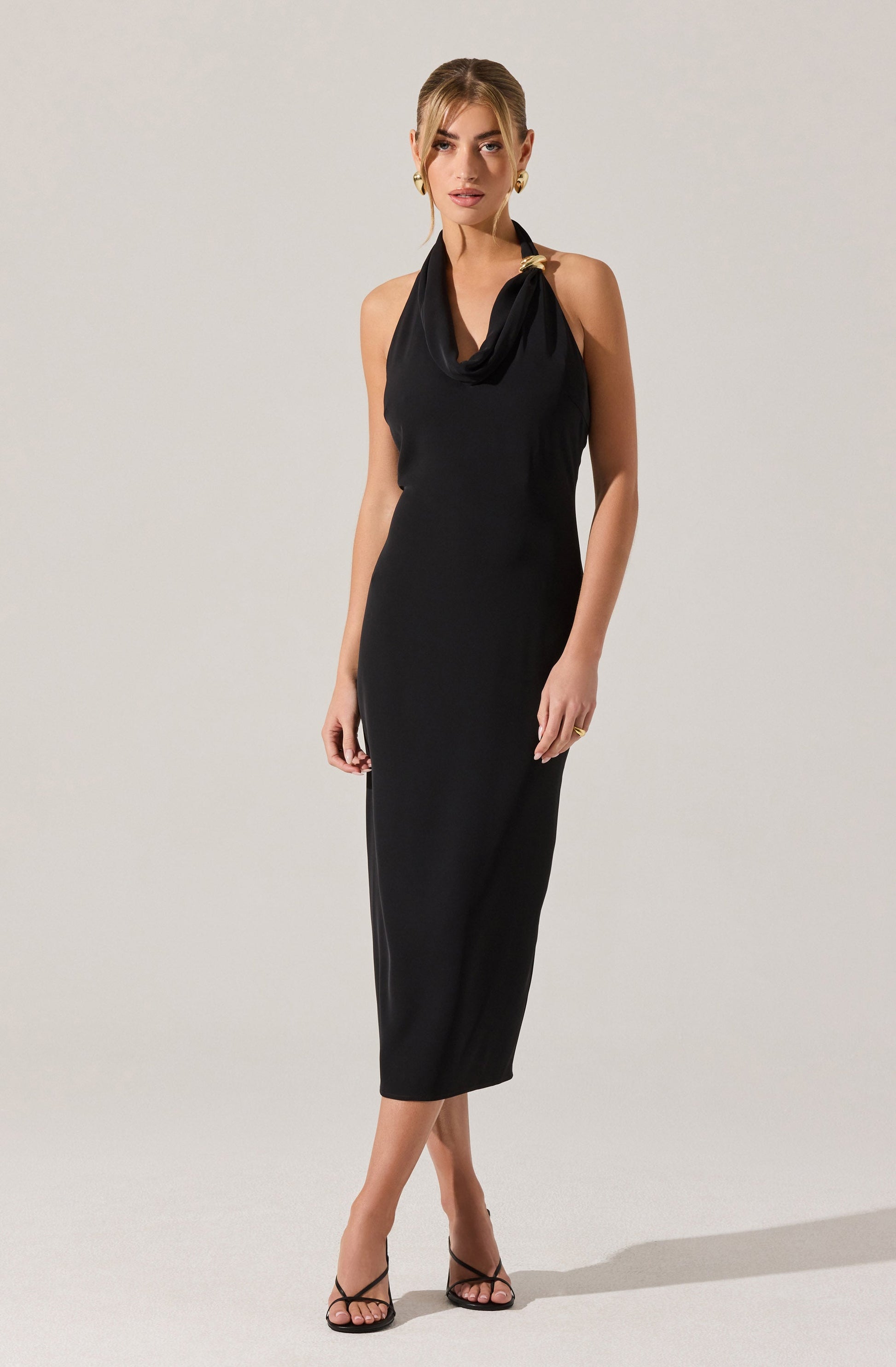 Alanna Halter Cowl Neck Midi Dress
