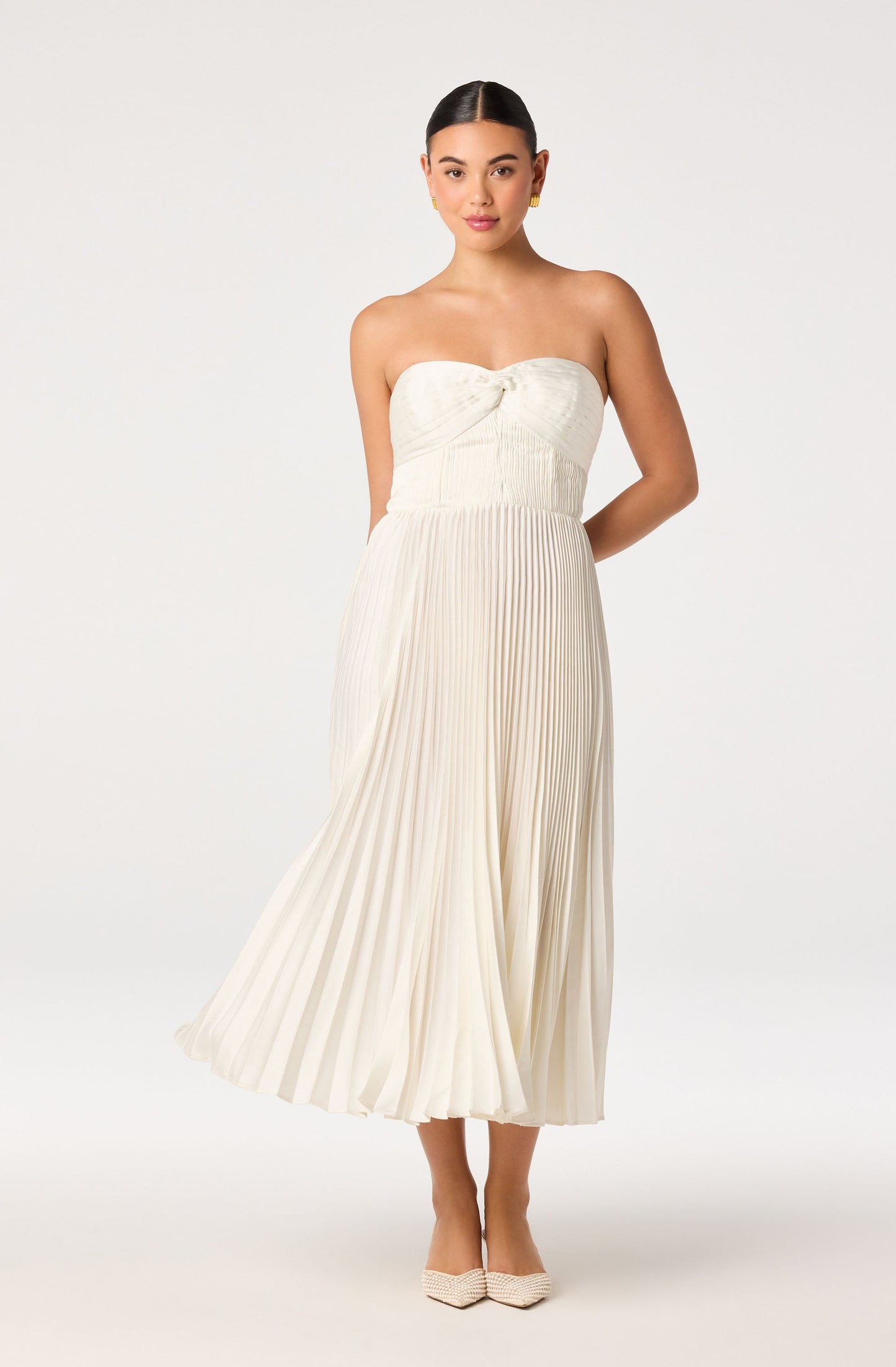 Ascella Sweetheart Pleated Midi Dress