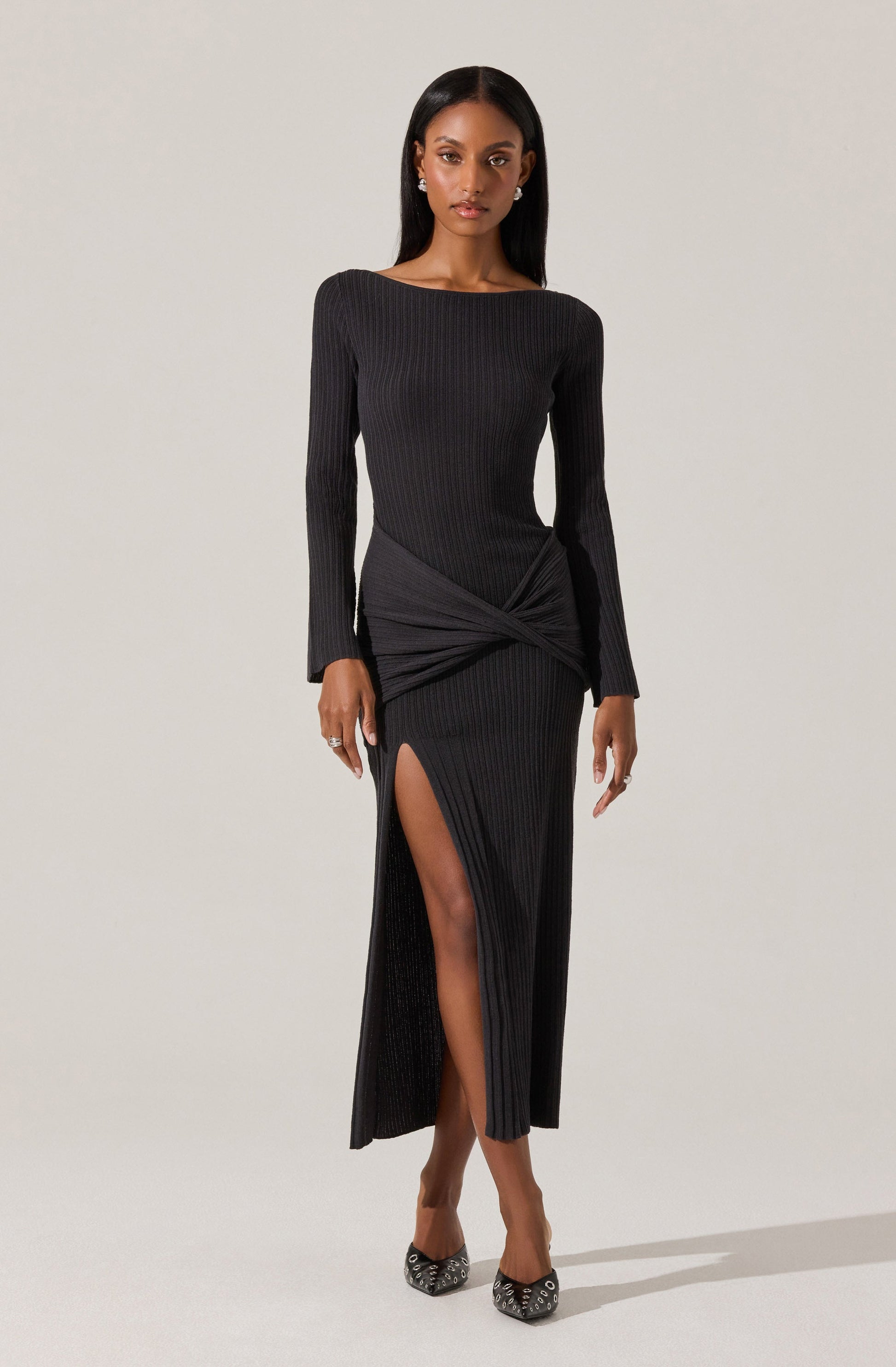 Arwyn Ribbed Layered Midi Sweater Dress