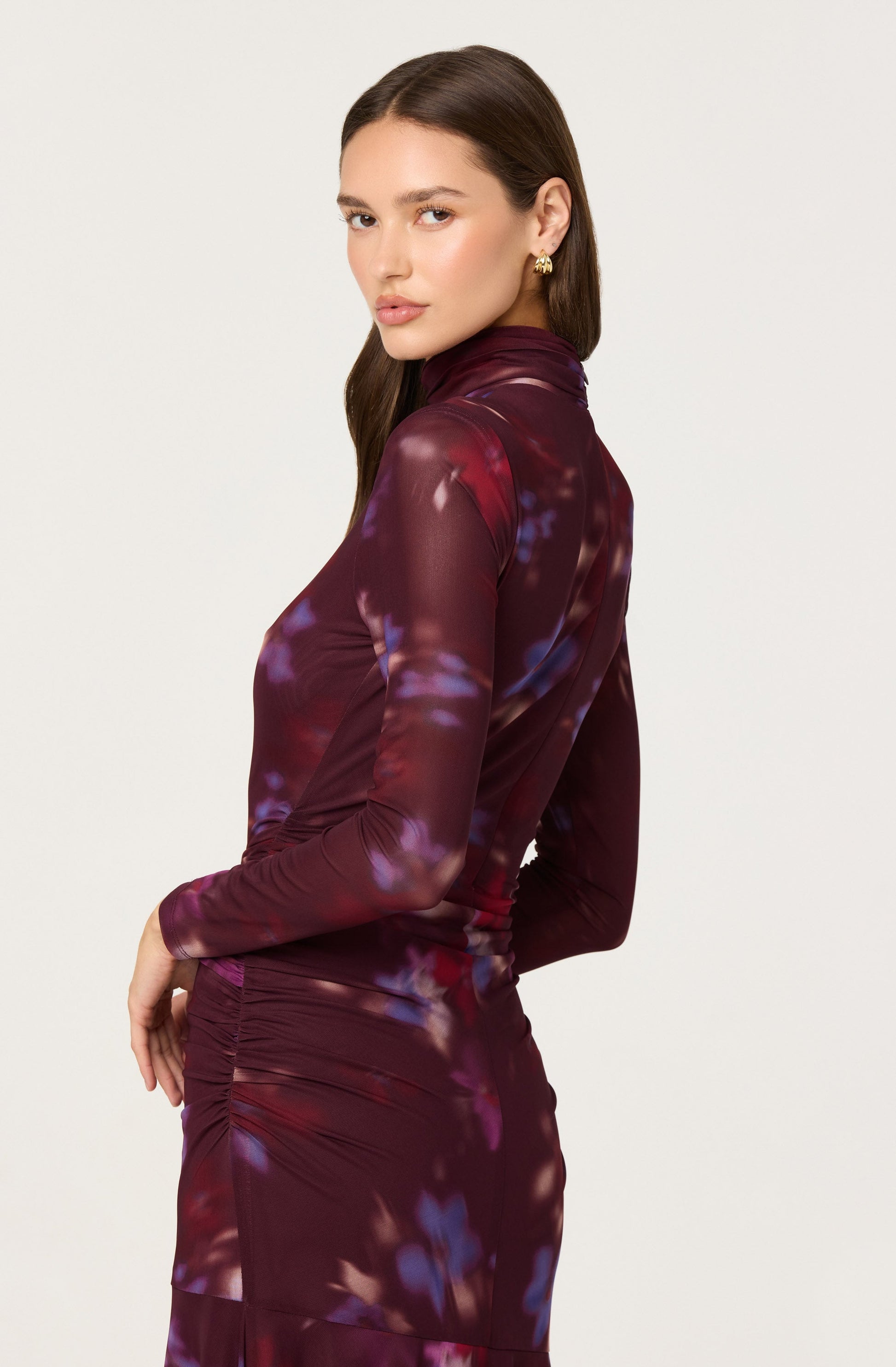 Aubriella Floral Mesh Midi Dress