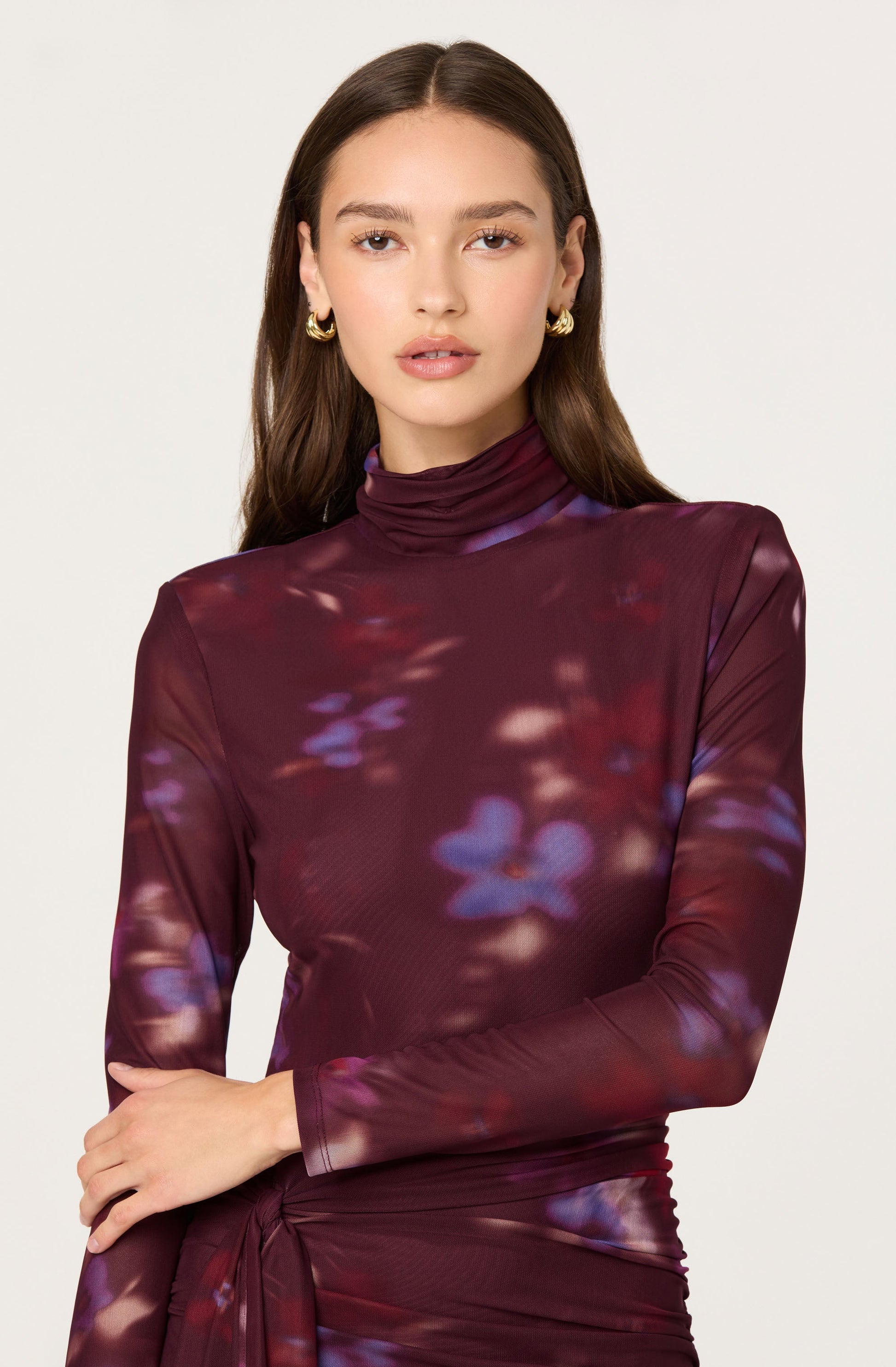 Aubriella Floral Mesh Midi Dress