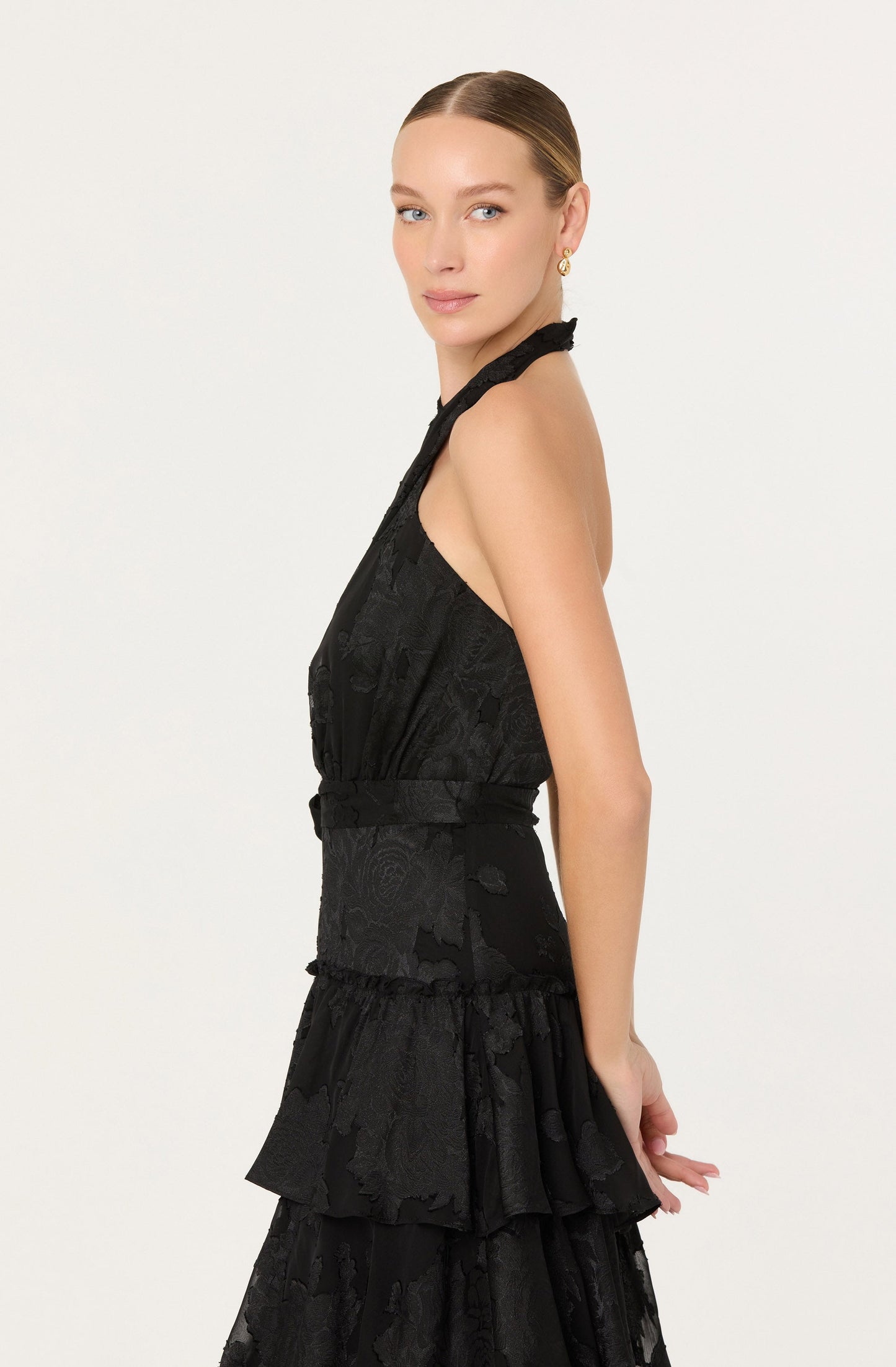 Adamaris Tiered Halter Maxi Dress