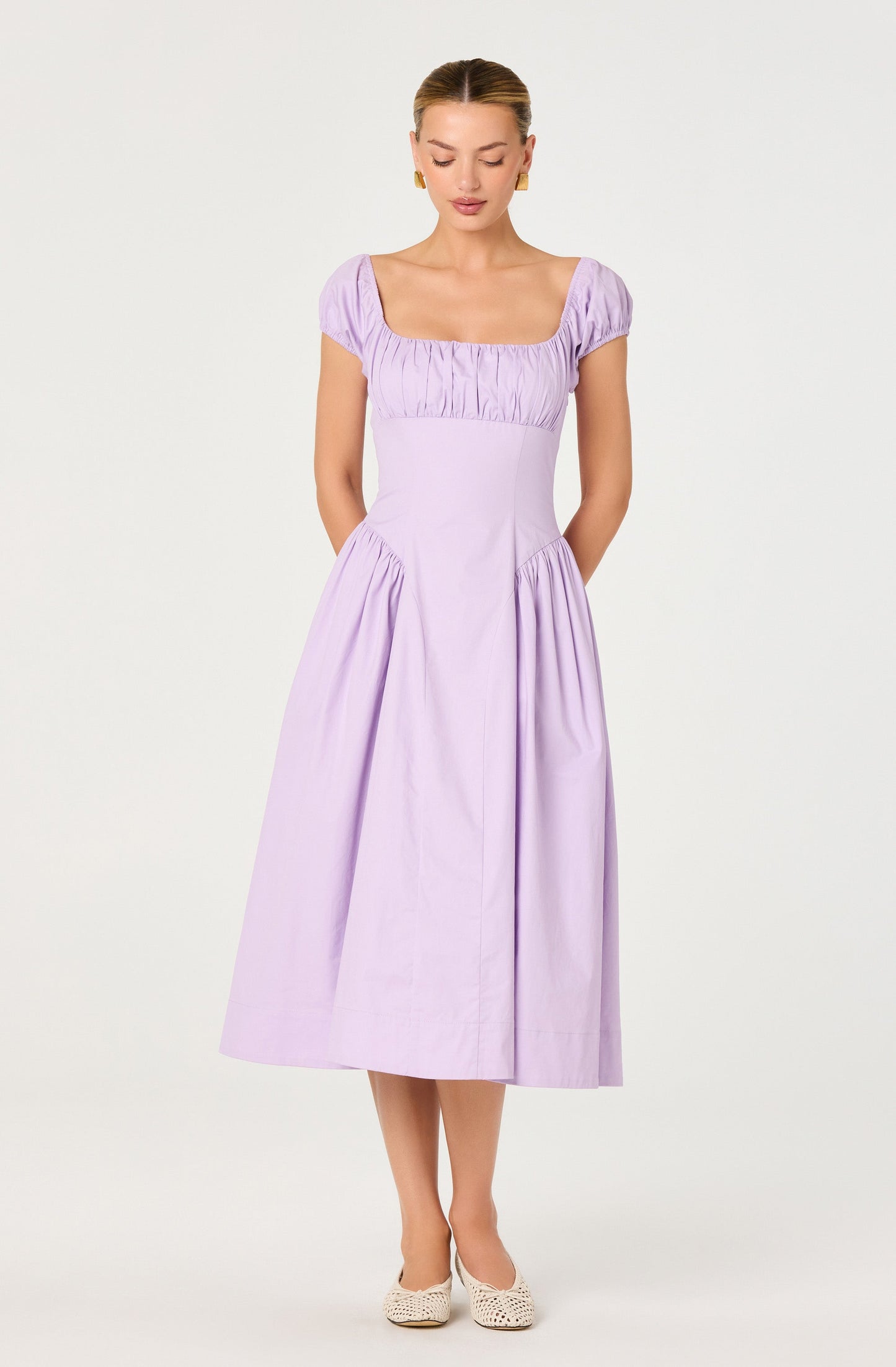 Adilene Cotton Milkmaid Midi Dress