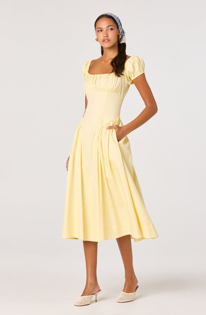 Adilene Cotton Milkmaid Midi Dress