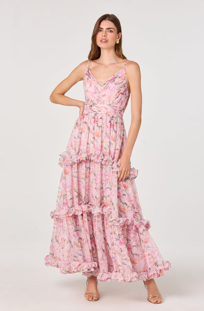 Ayanna Floral Pleated Tiered Maxi Dress