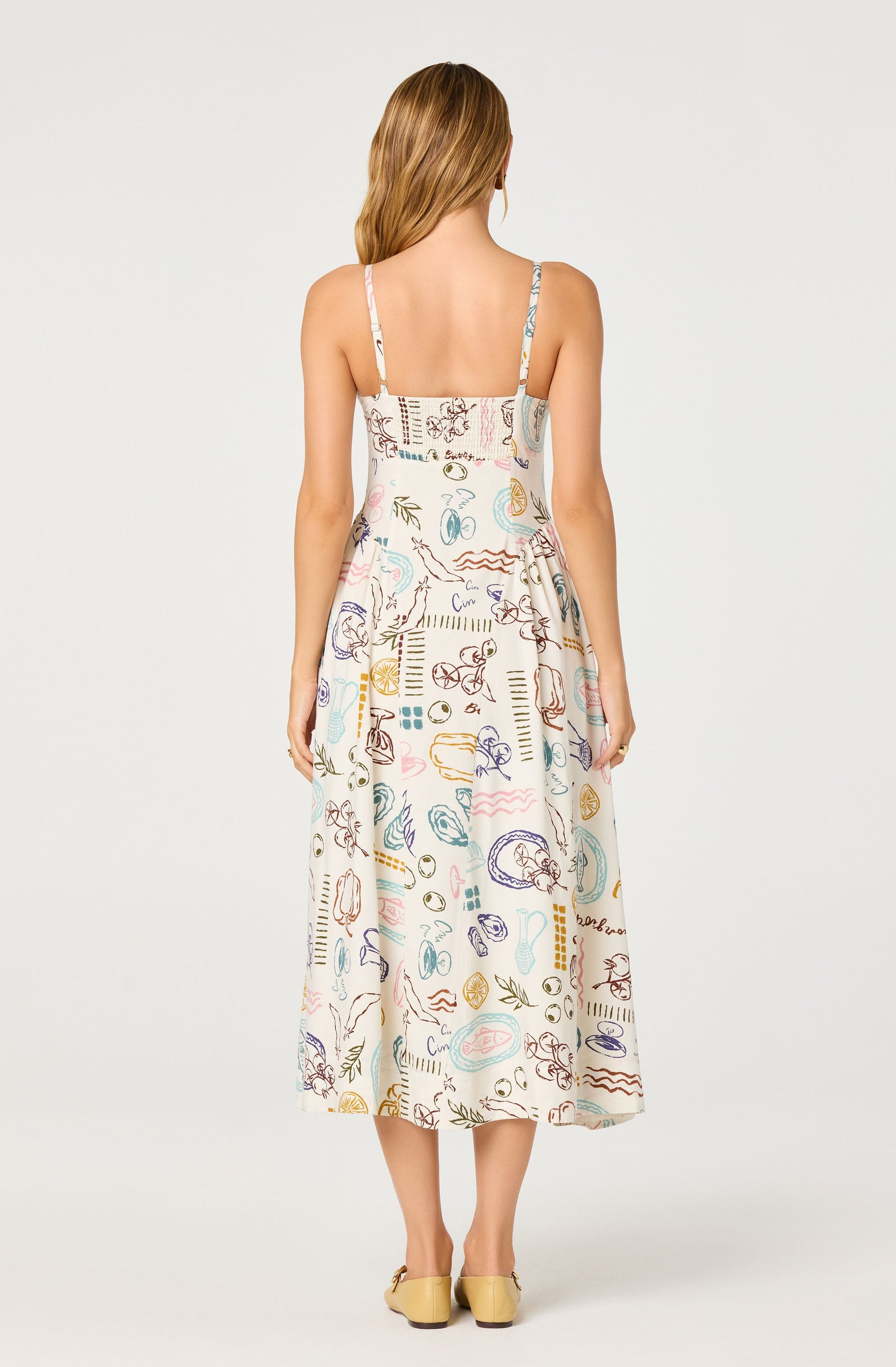 Ansley Novelty Print Linen Midi Dress