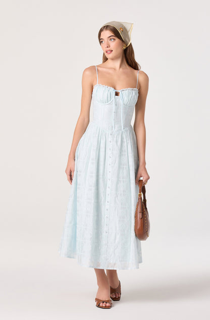 Aubrey Eyelet Embroidered Sweetheart Midi Dress