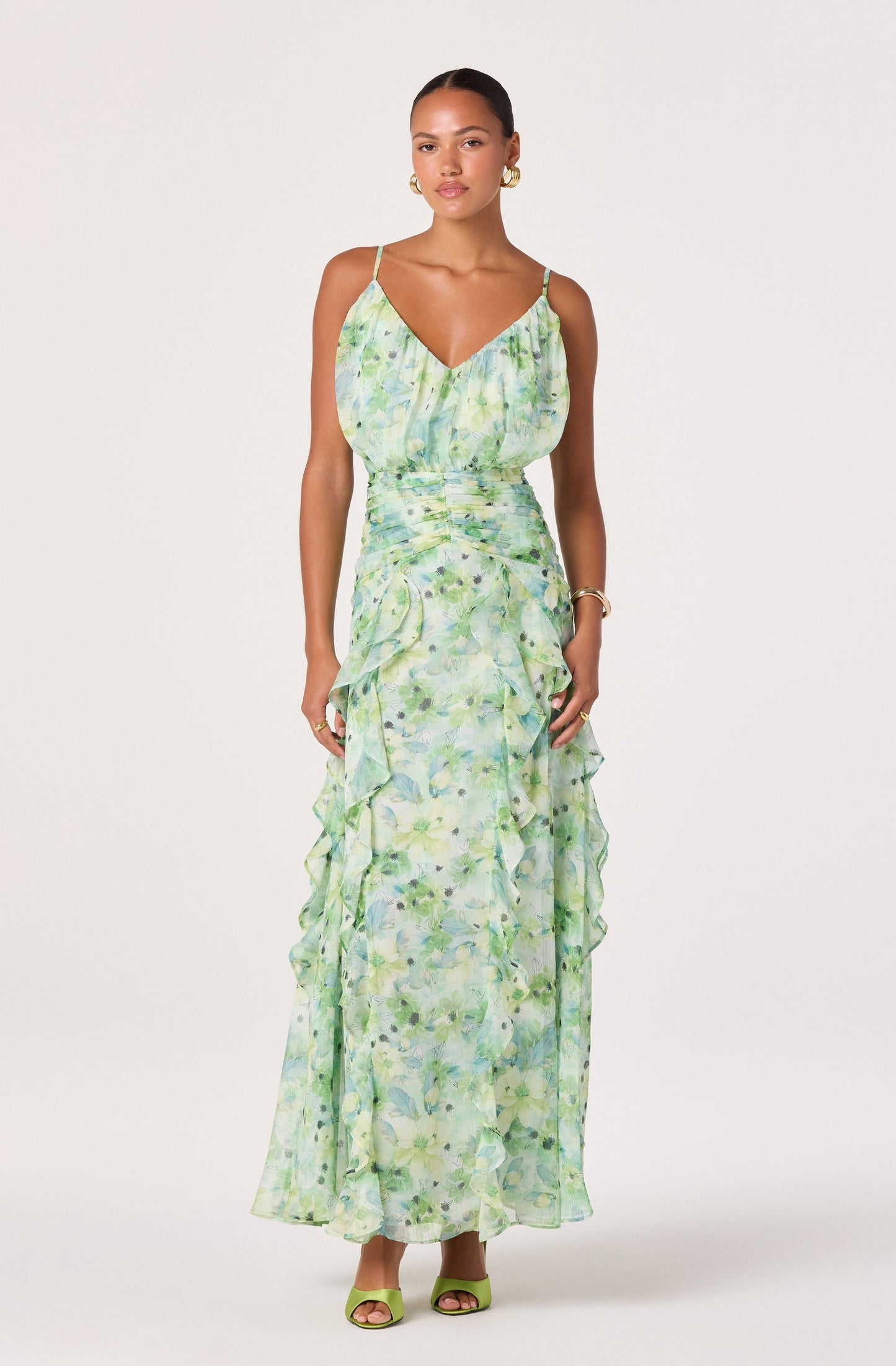 Brianna Ruffle Chiffon Maxi Dress