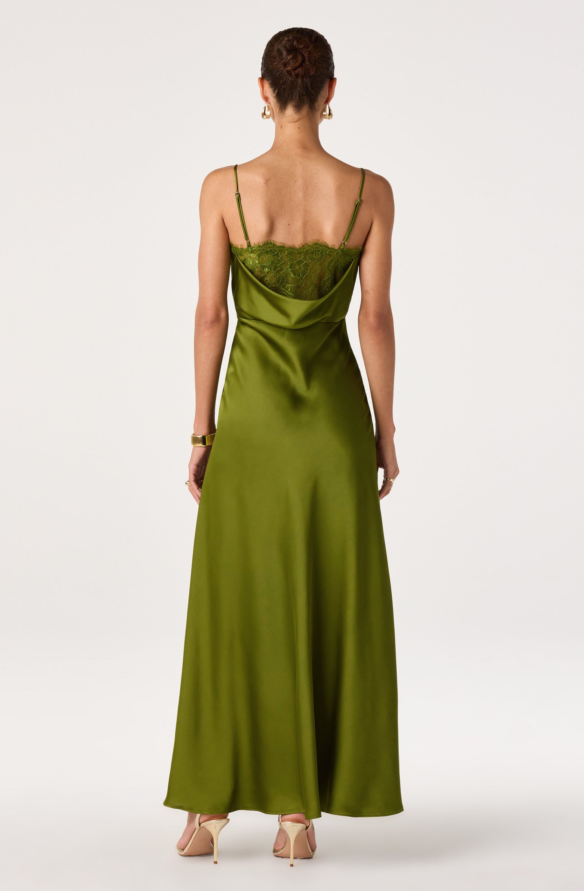 Annette Cowl Neck Satin Maxi Dress