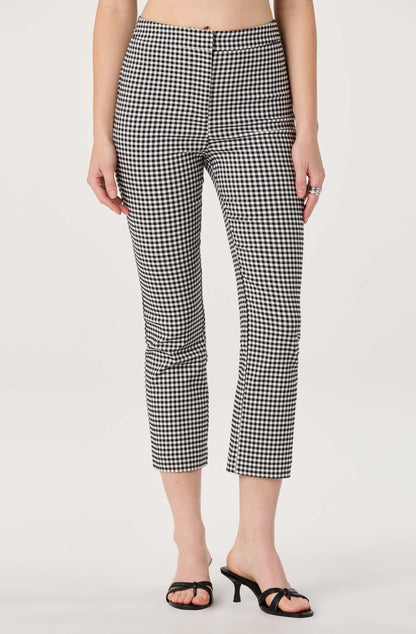 Alma Gingham Kick-Flare Cropped Pants