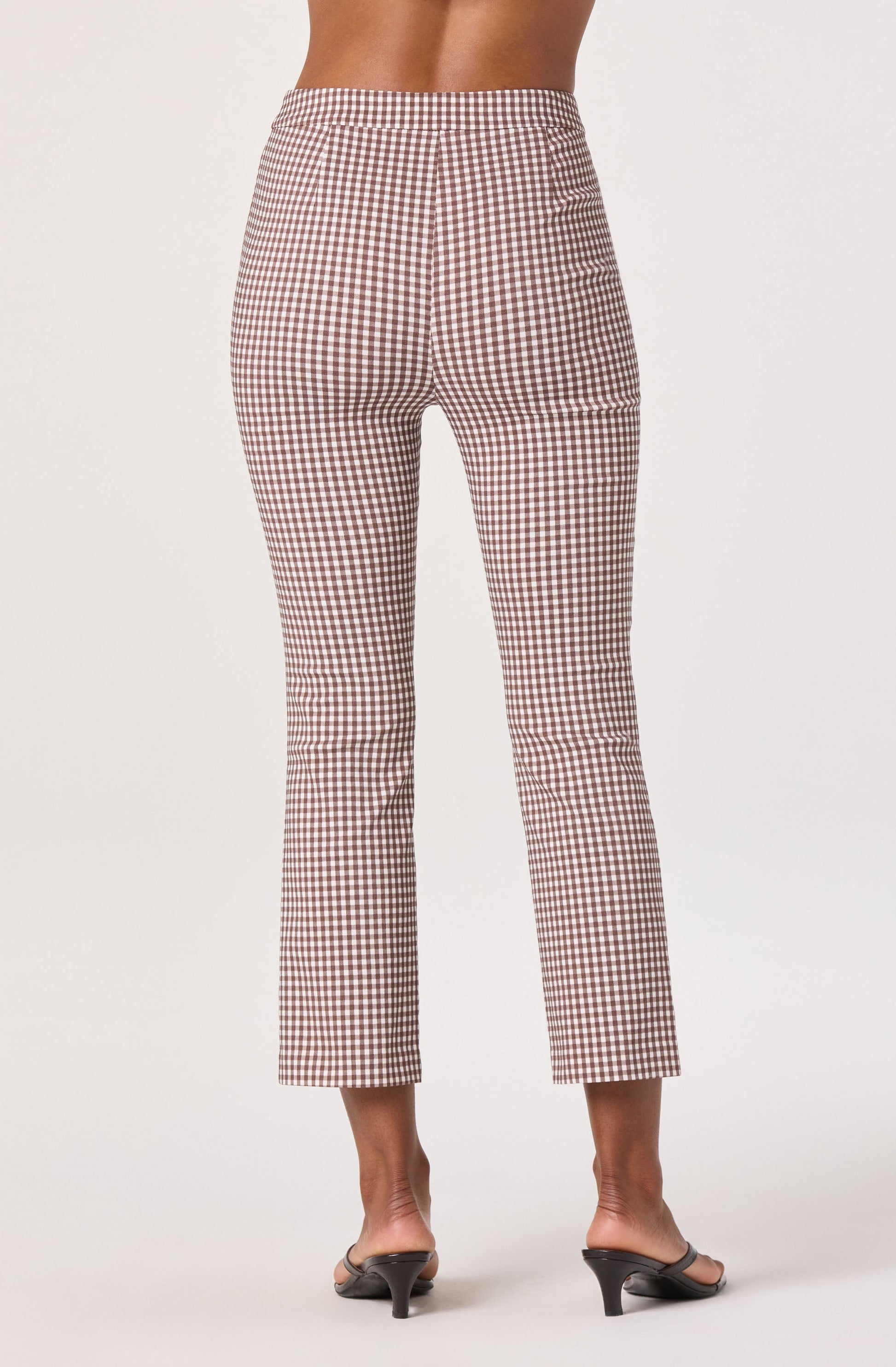 Alma Gingham Kick-Flare Cropped Pants