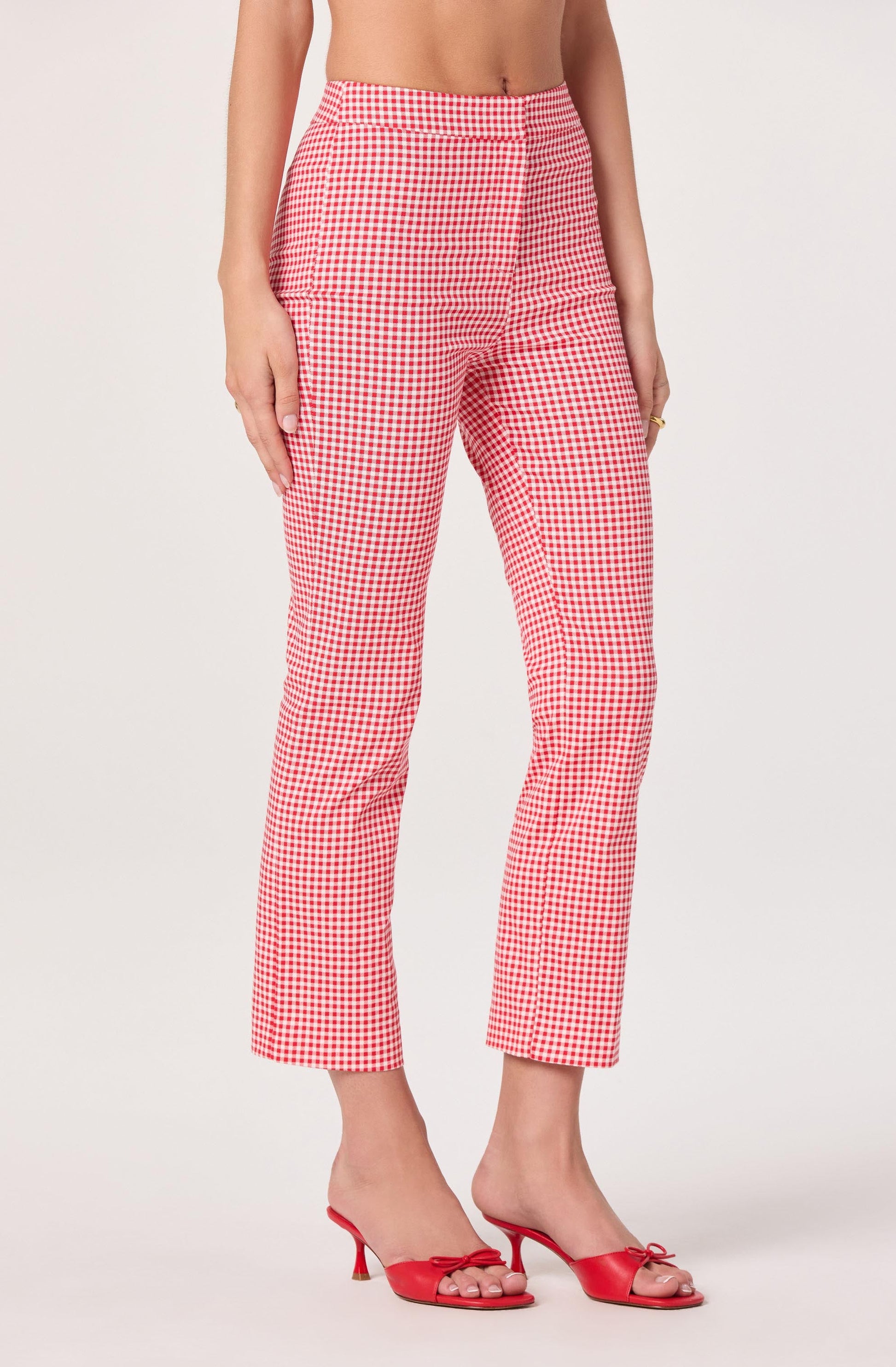 Alma Gingham Kick-Flare Cropped Pants