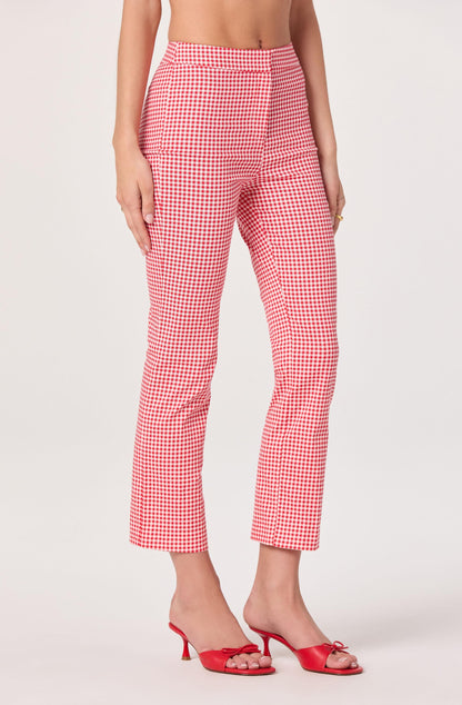 Alma Gingham Kick-Flare Cropped Pants