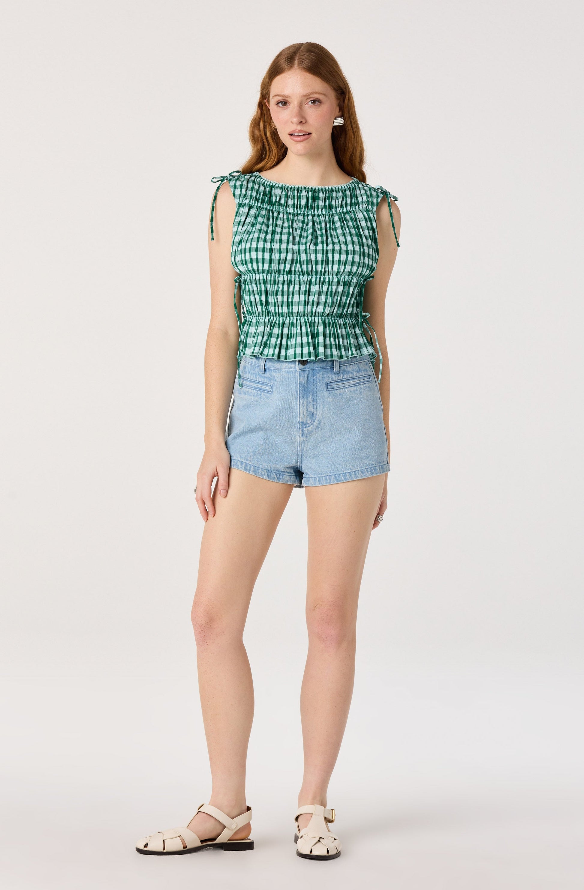 Arden Denim High-Rise Mini Shorts