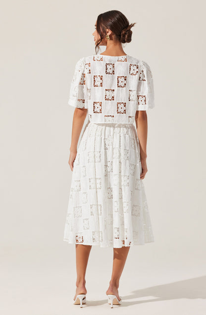 Andolina Crochet Lace Midi Skirt