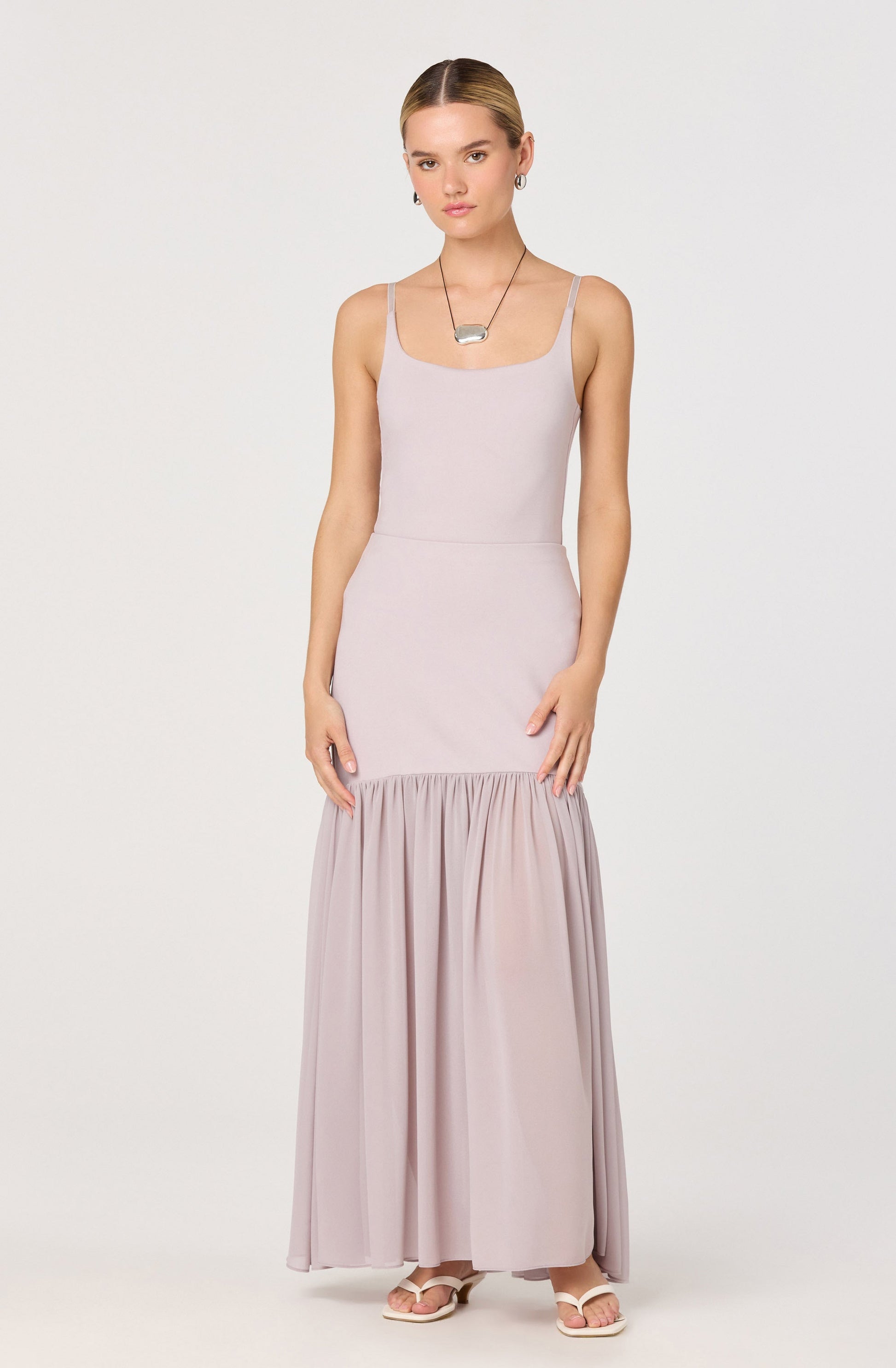 Aloyse Contrast Drop-Waist Maxi Skirt