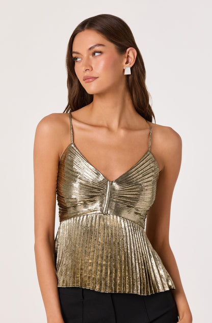 Blythe Metallic Plisse Top