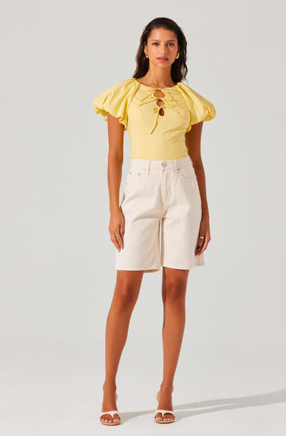 Aine Poplin Puff Sleeve Top