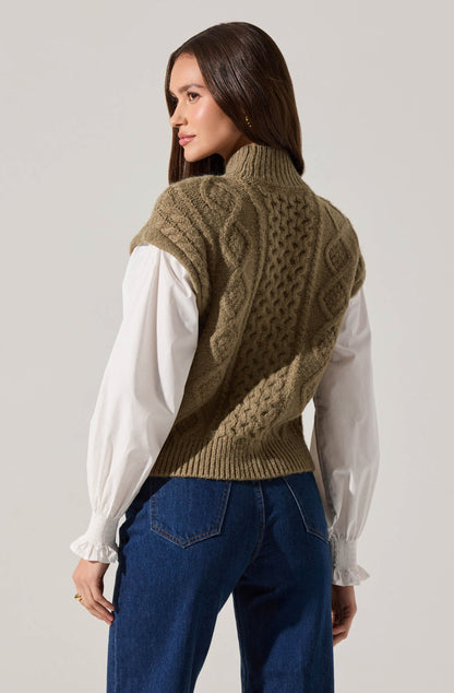 Angeline Contrast Cable Knit Sweater
