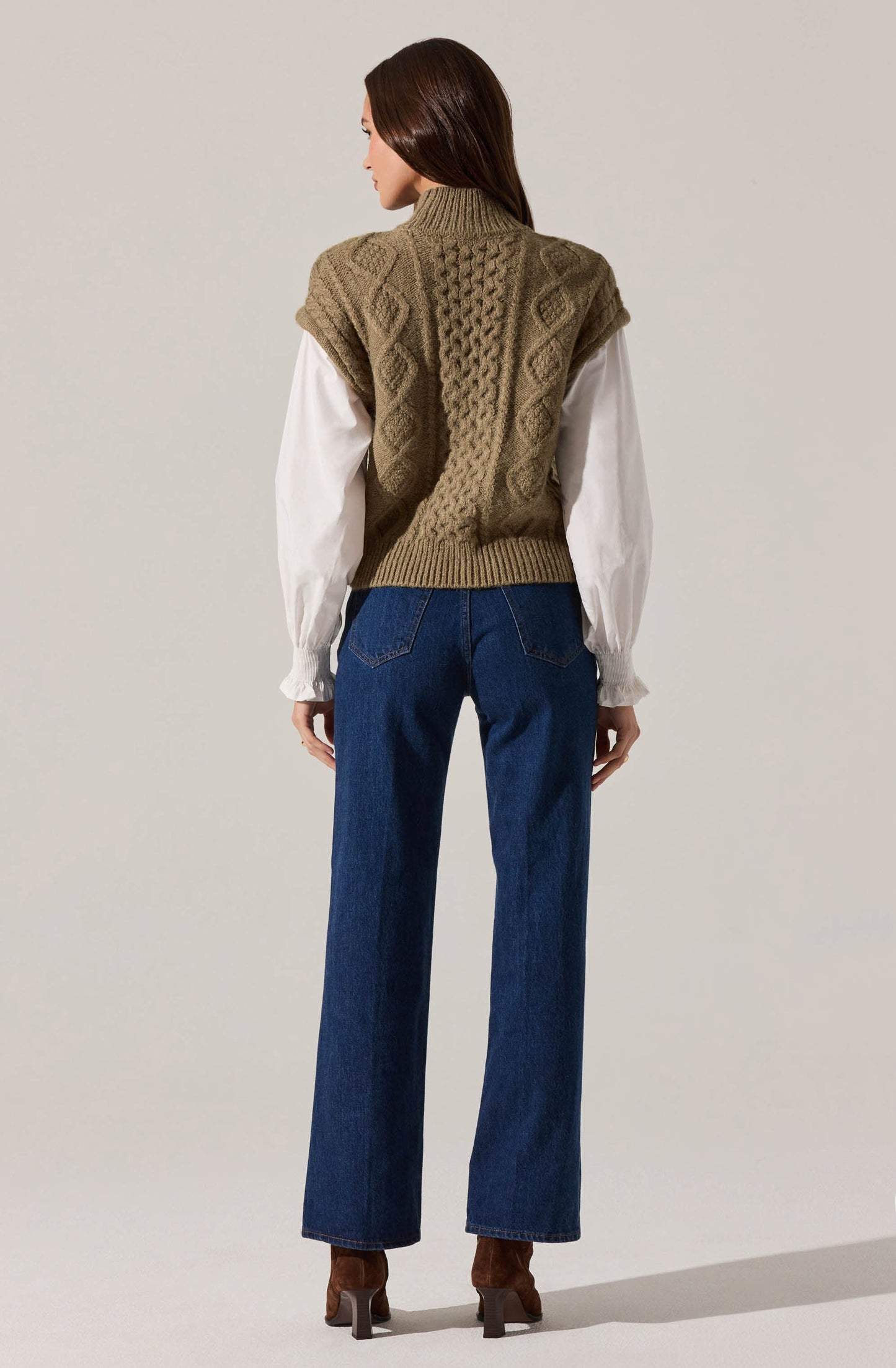 Angeline Contrast Cable Knit Sweater