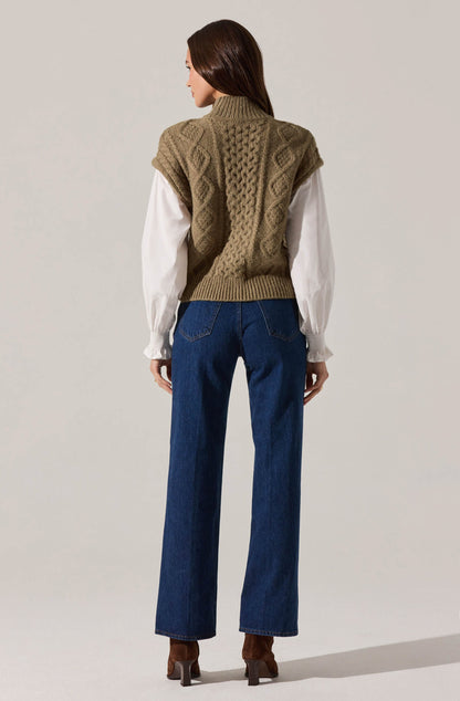 Angeline Contrast Cable Knit Sweater